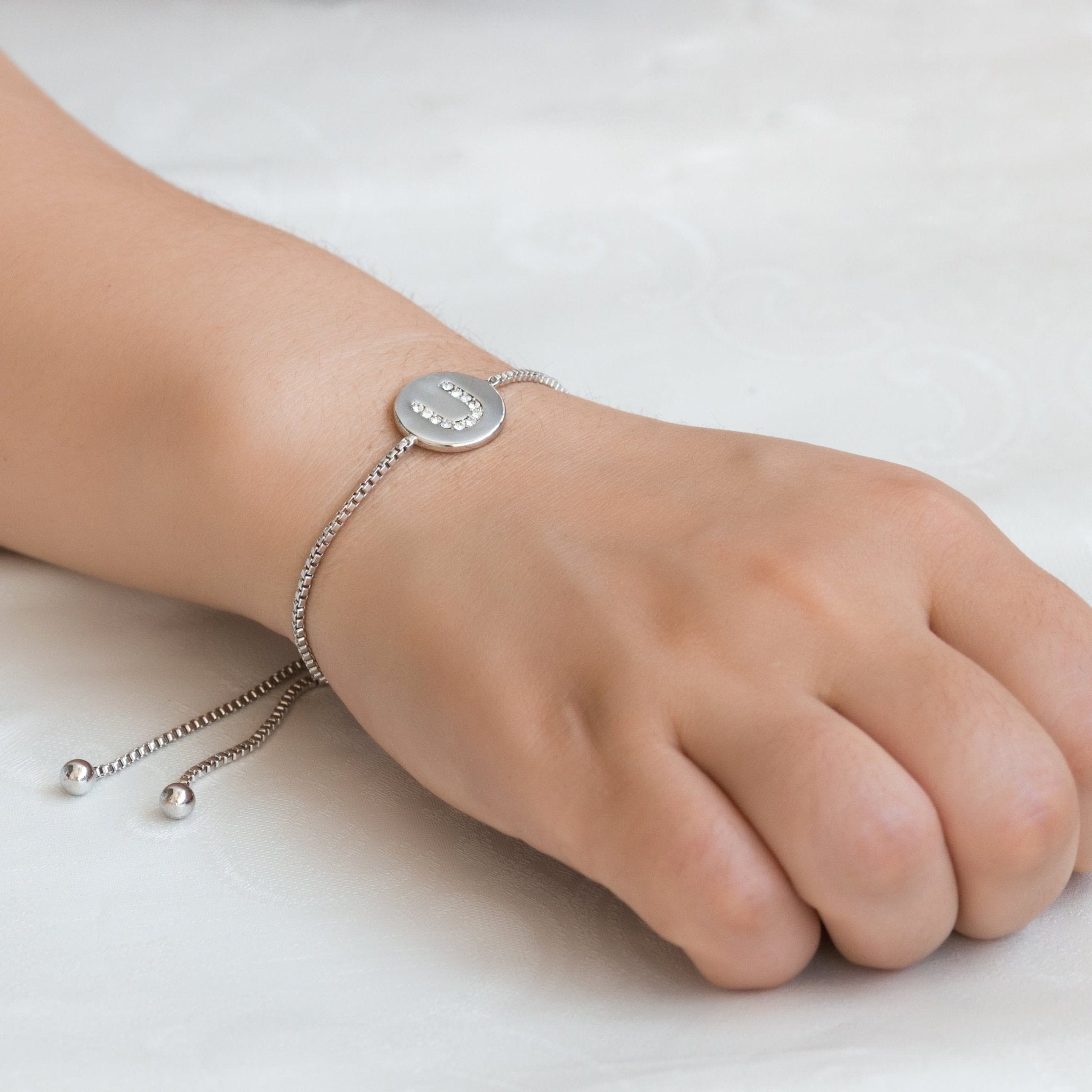 Initial Friendship Slider Bracelet Letter U Created with Zircondia® Crystals