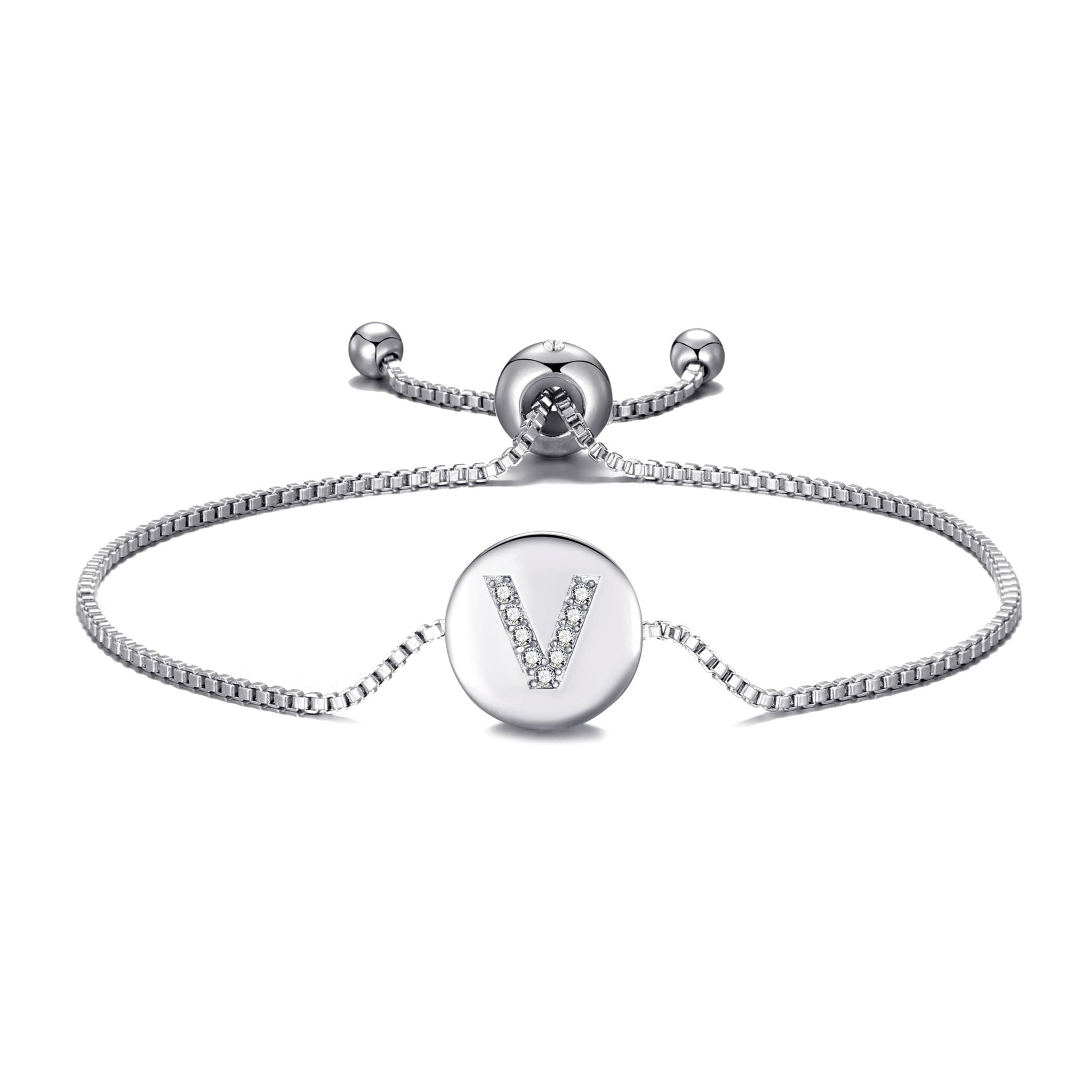 Initial Friendship Slider Bracelet Letter V Created with Zircondia® Crystals