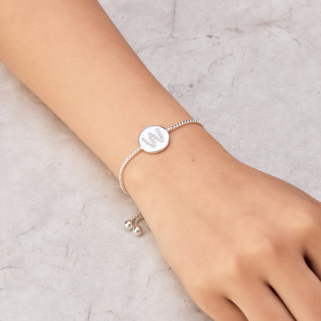 Initial Friendship Slider Bracelet Letter W Created with Zircondia® Crystals
