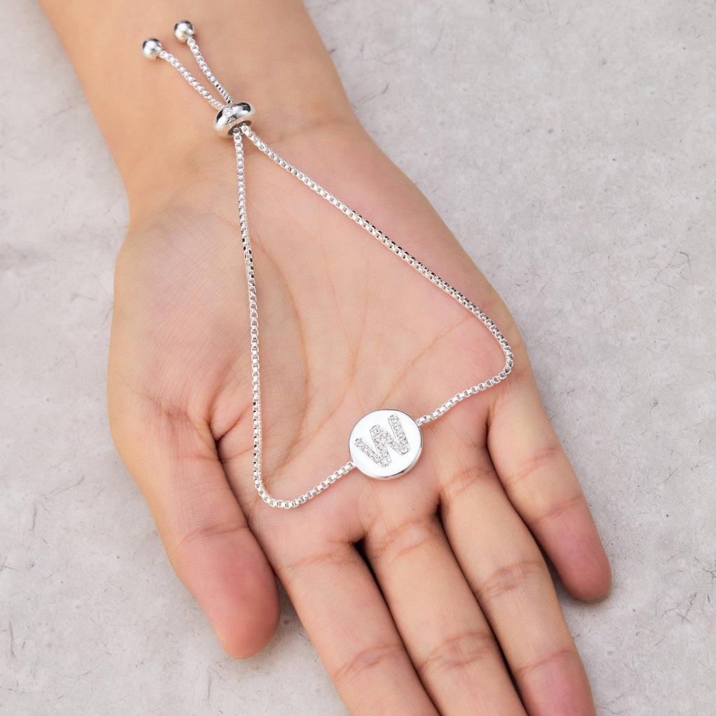 Initial Friendship Slider Bracelet Letter W Created with Zircondia® Crystals