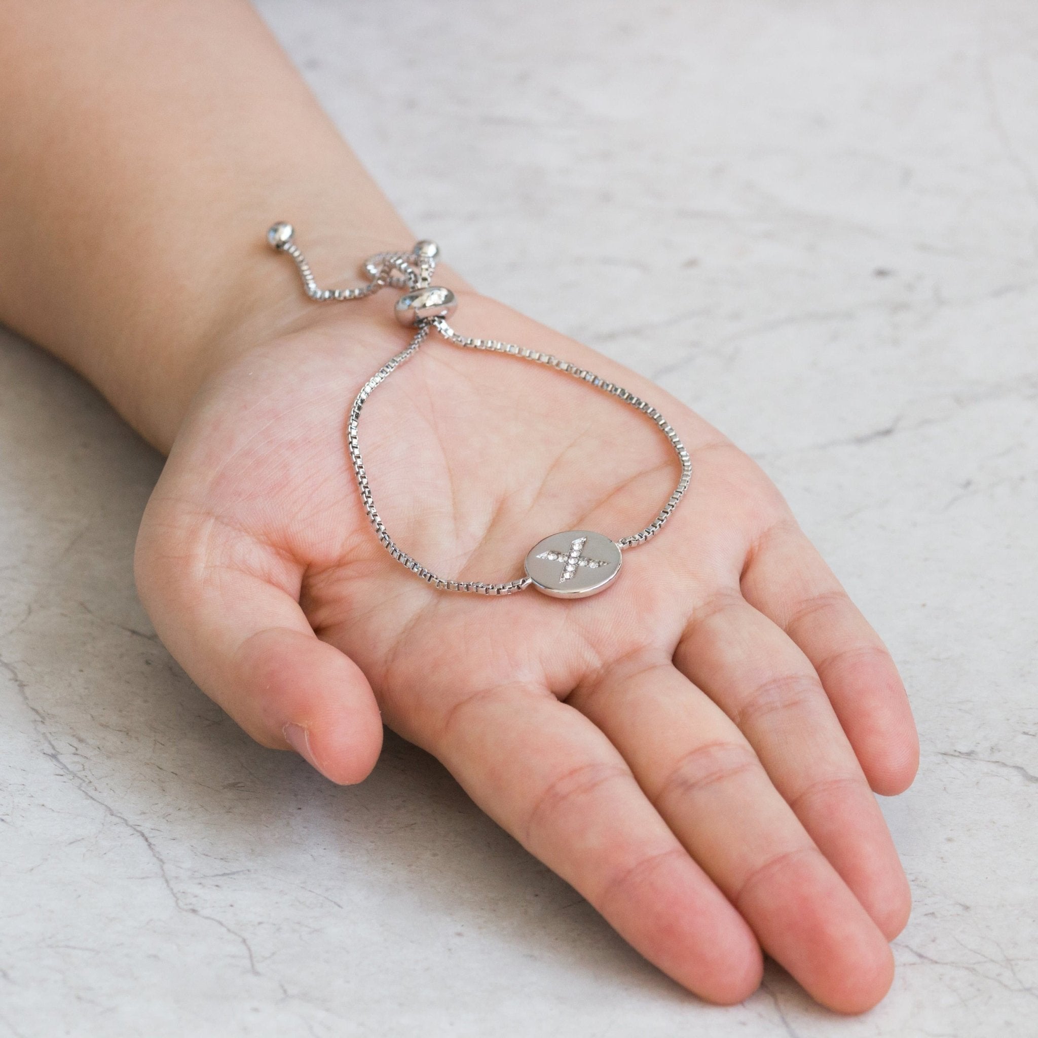Initial Friendship Slider Bracelet Letter X Created with Zircondia® Crystals