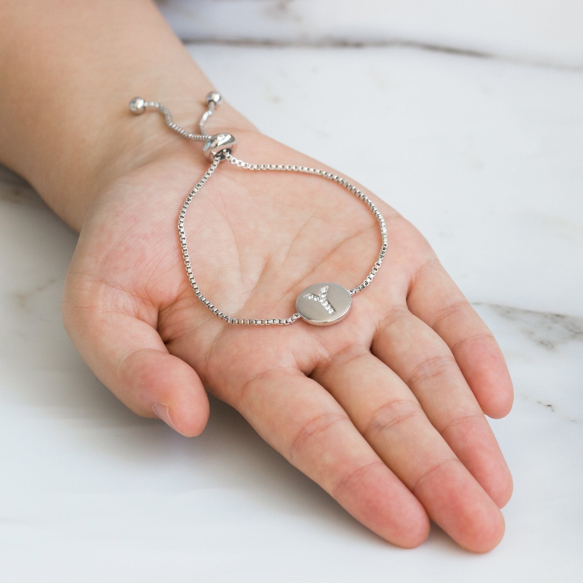 Initial Friendship Slider Bracelet Letter Y Created with Zircondia® Crystals