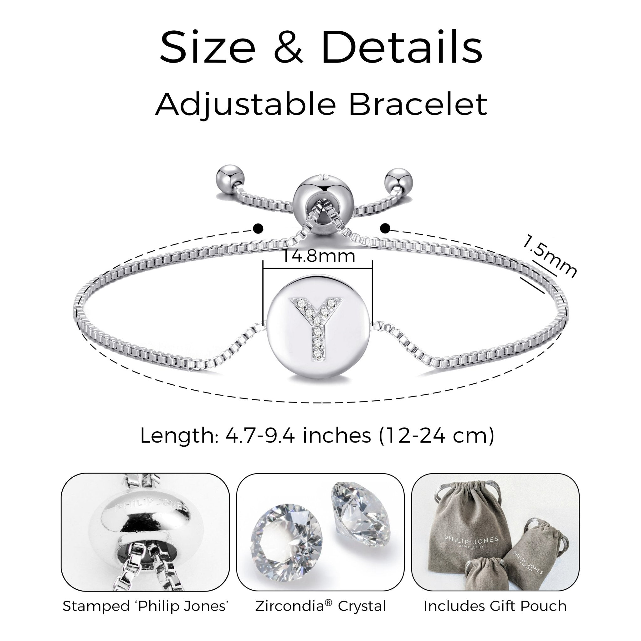 Initial Friendship Slider Bracelet Letter Y Created with Zircondia® Crystals