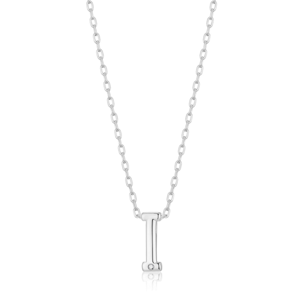 Initial Necklace Letter I Created with Zircondia® Crystals