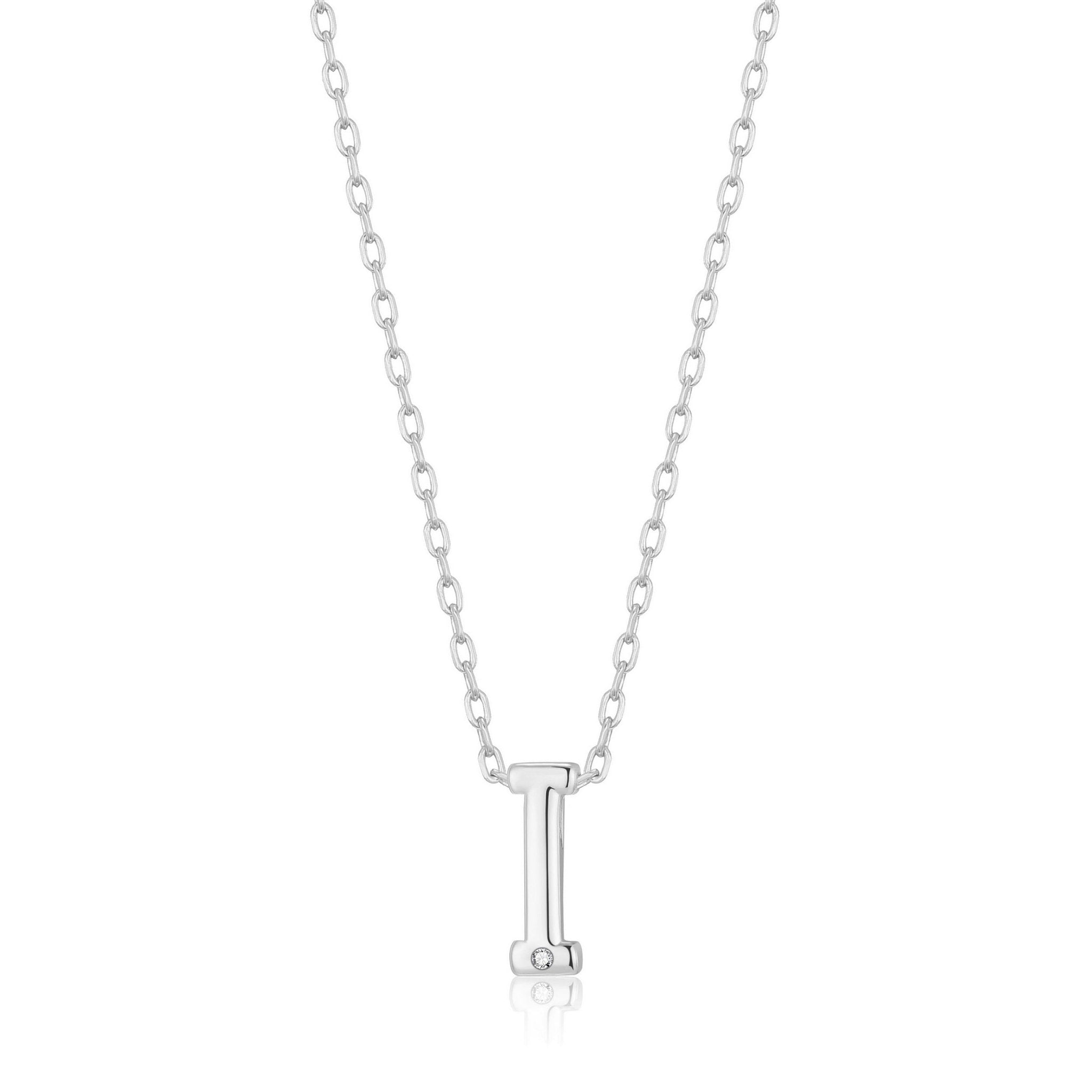 Initial Necklace Letter I Created with Zircondia® Crystals