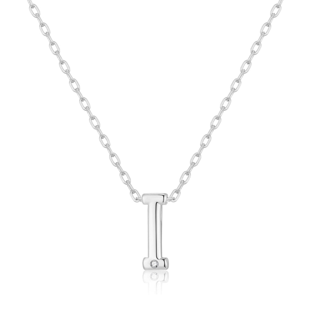 Initial Necklace Letter I Created with Zircondia® Crystals
