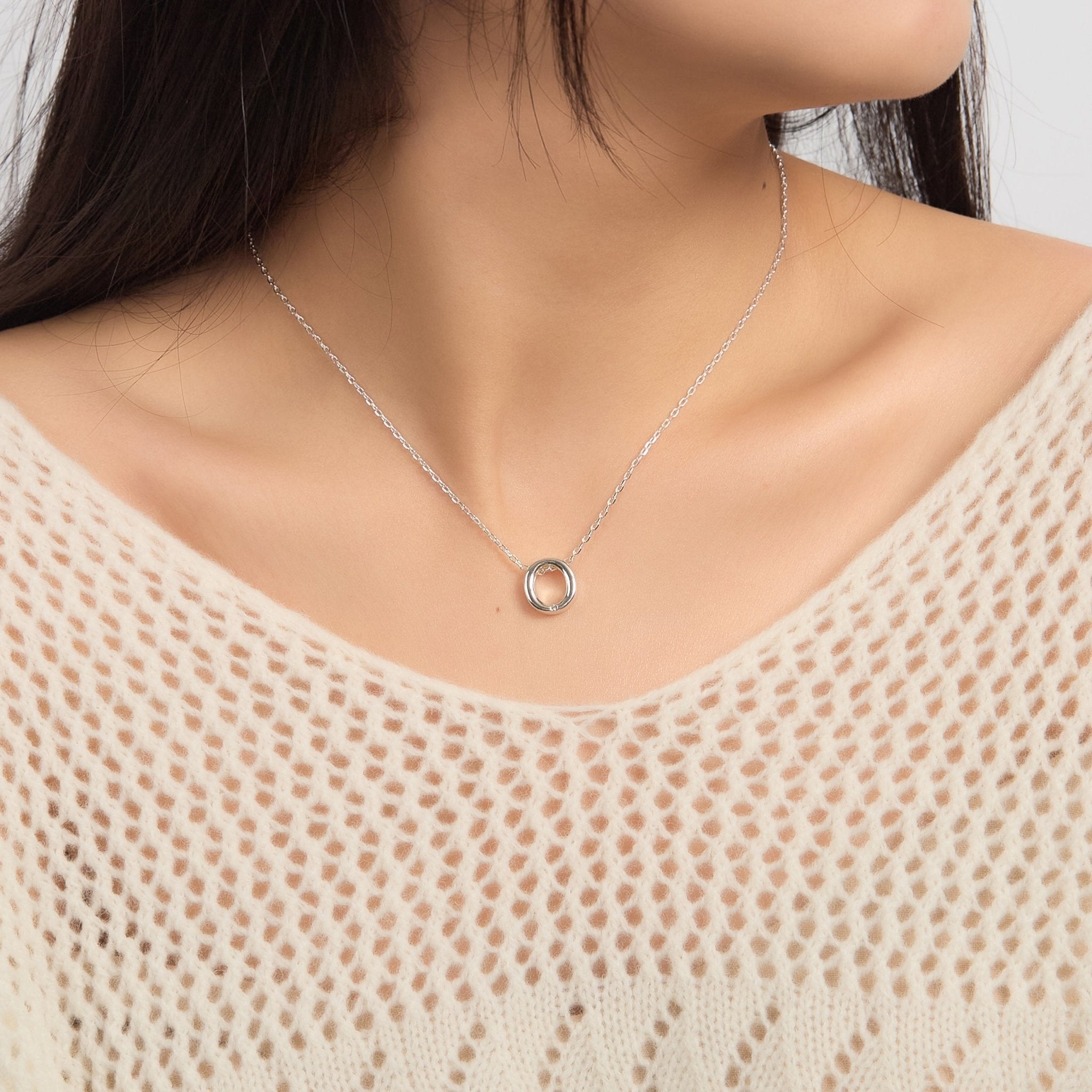 Initial Necklace Letter O Created with Zircondia® Crystals