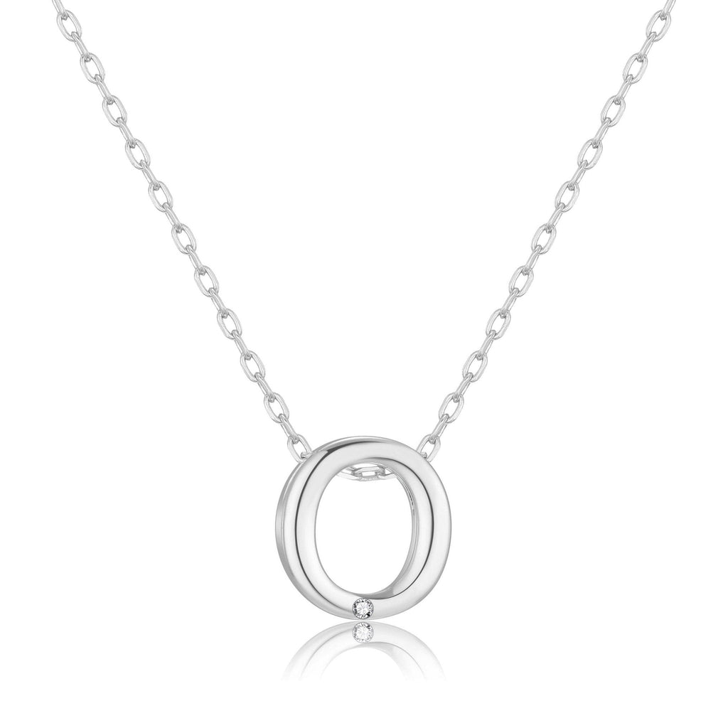 Initial Necklace Letter O Created with Zircondia® Crystals