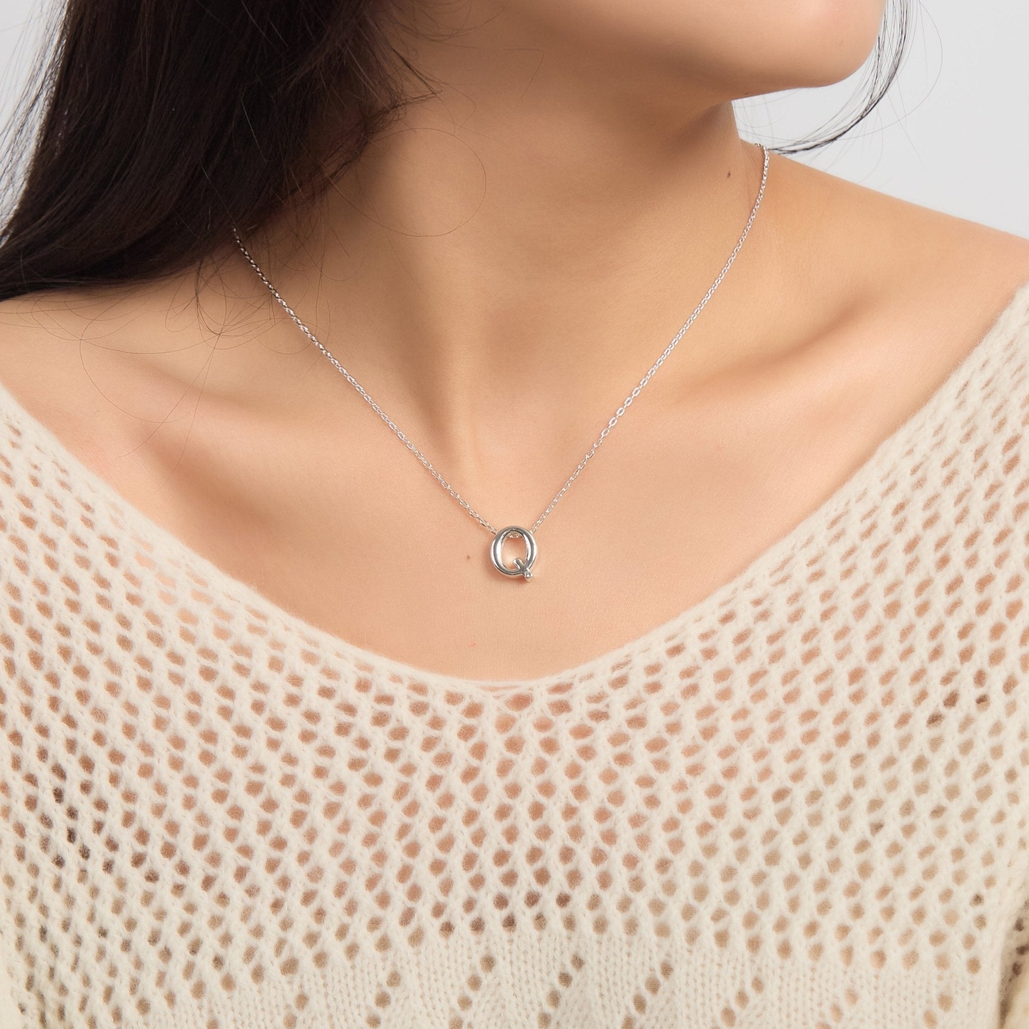 Initial Necklace Letter Q Created with Zircondia® Crystals