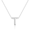 Initial Necklace Letter T Created with Zircondia® Crystals