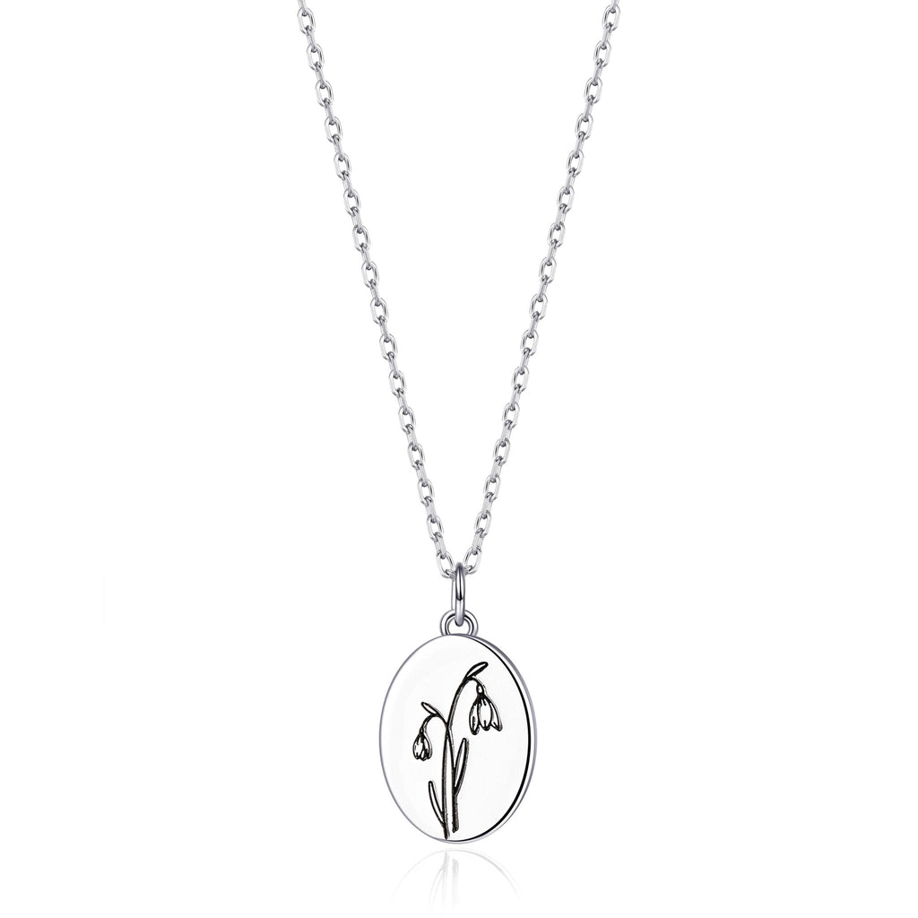 January Birth Flower Snowdrop Necklace with Card
