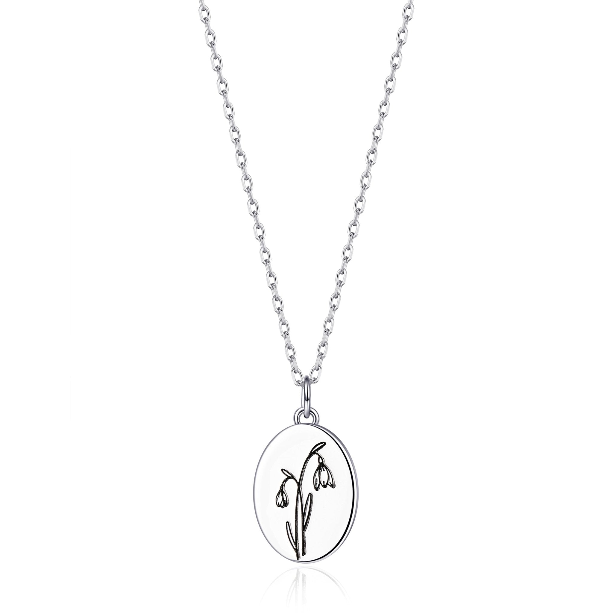 January Birth Flower Snowdrop Necklace with Card