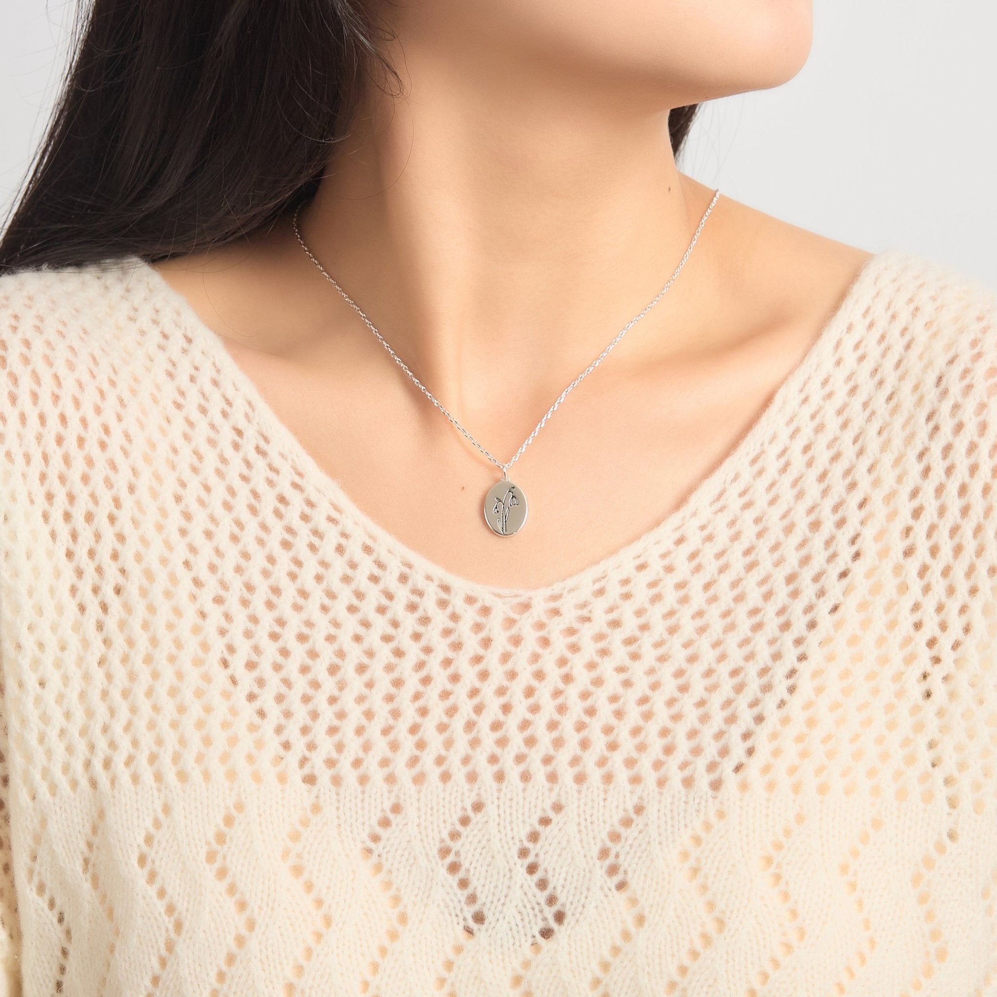 January Birth Flower Snowdrop Necklace with Card