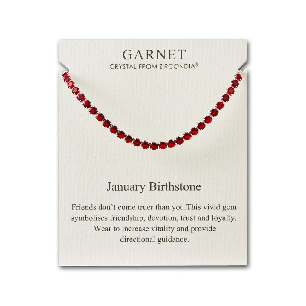 January Birthstone Friendship Slider Bracelet with Garnet Zircondia® Crystals