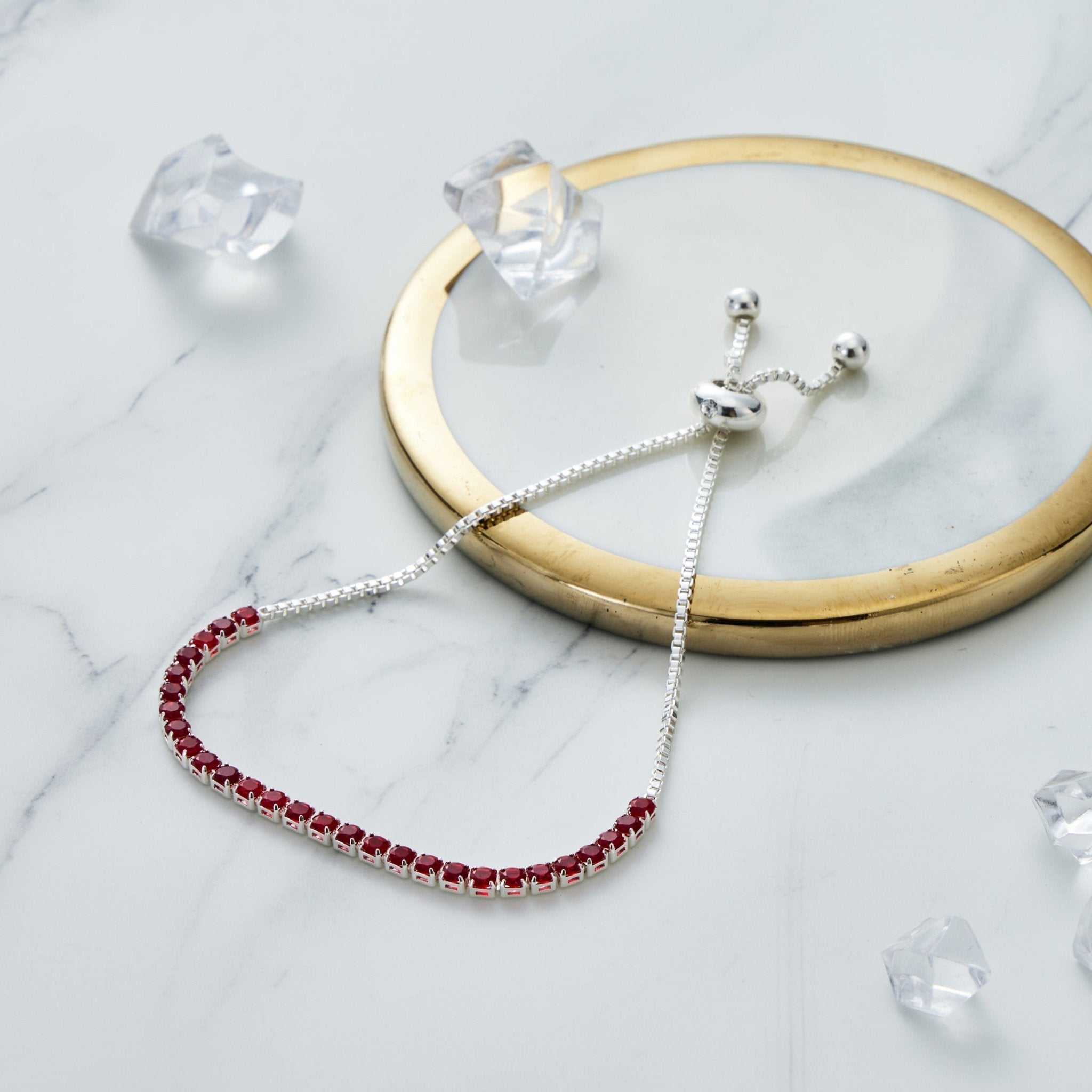 January Birthstone Friendship Slider Bracelet with Garnet Zircondia® Crystals