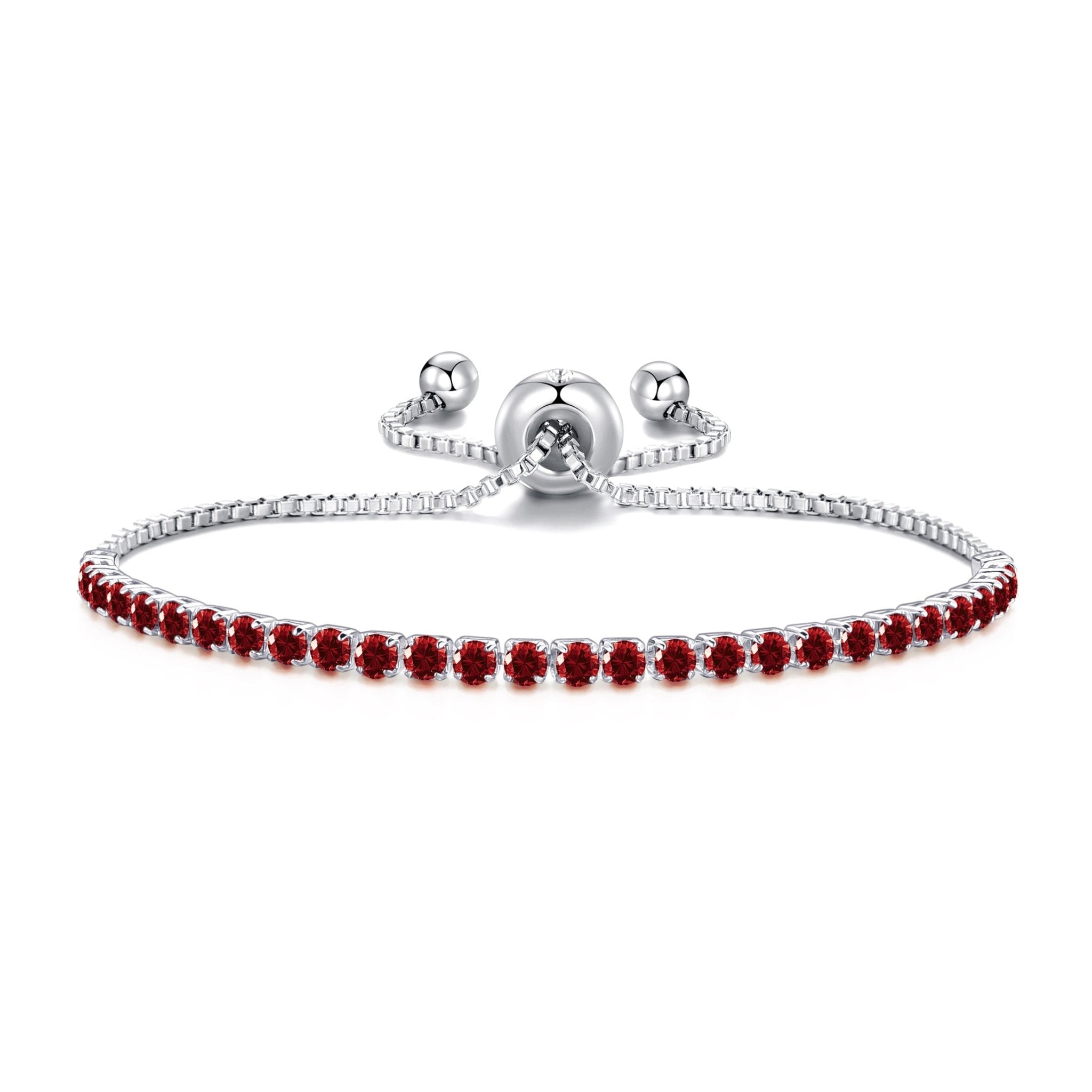 January Birthstone Friendship Slider Bracelet with Garnet Zircondia® Crystals