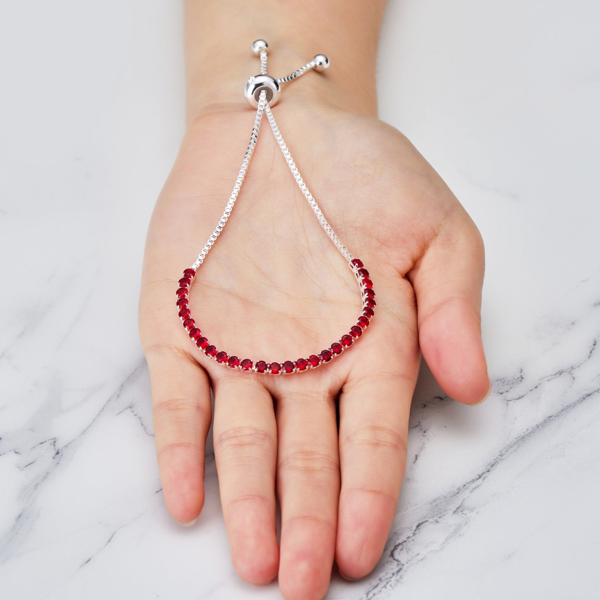 January Birthstone Friendship Slider Bracelet with Garnet Zircondia® Crystals