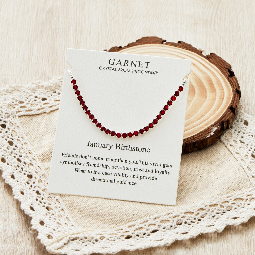 January Birthstone Friendship Slider Bracelet with Garnet Zircondia® Crystals