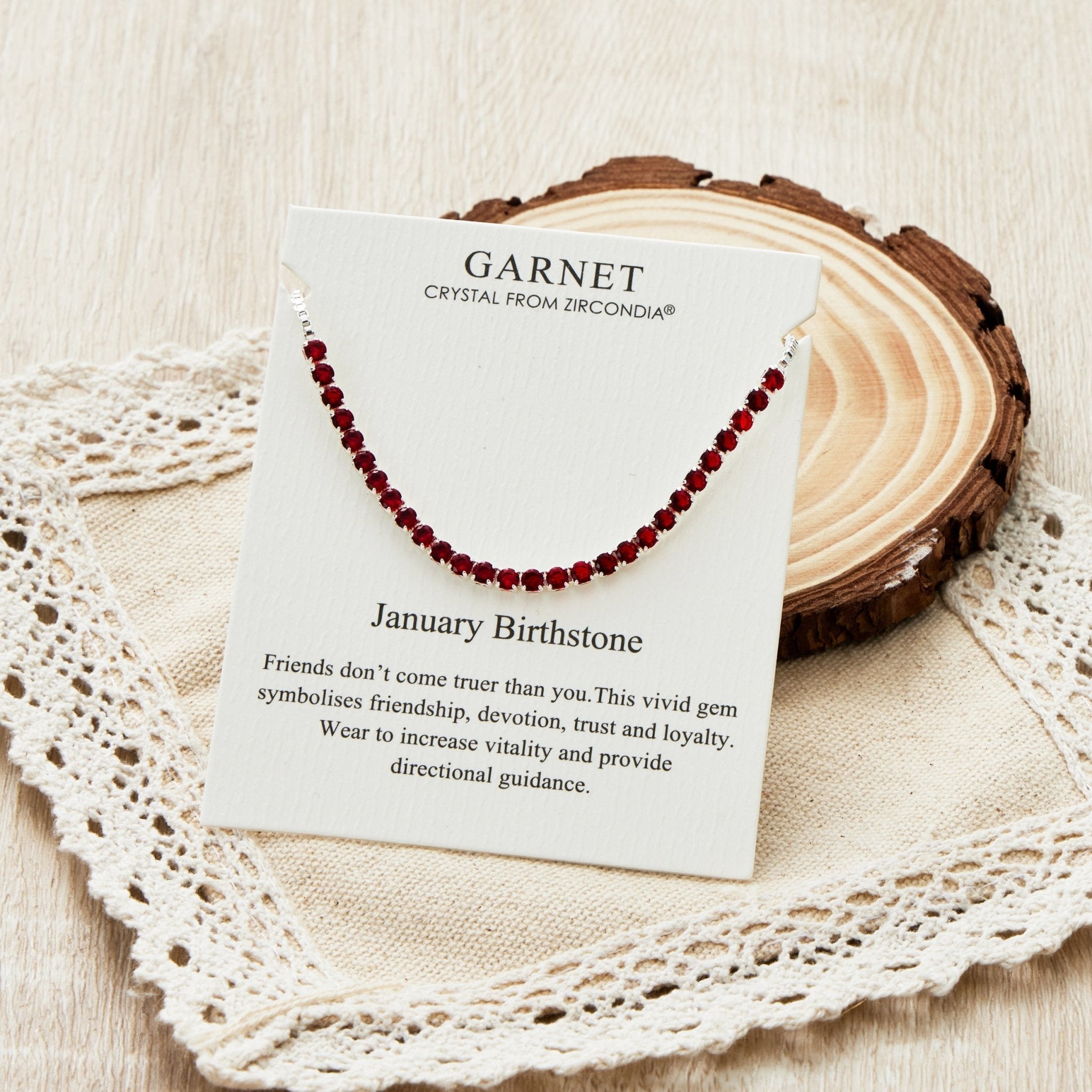 January Birthstone Friendship Slider Bracelet with Garnet Zircondia® Crystals
