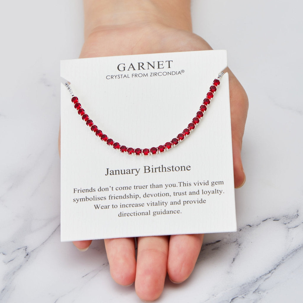January Birthstone Friendship Slider Bracelet with Garnet Zircondia® Crystals