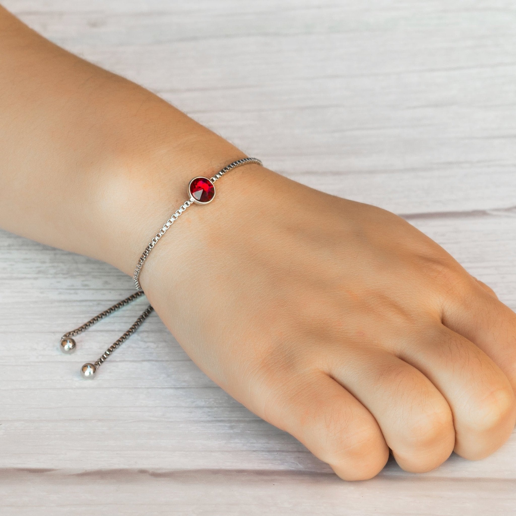 January (Garnet) Birthstone Bracelet Created with Zircondia® Crystals