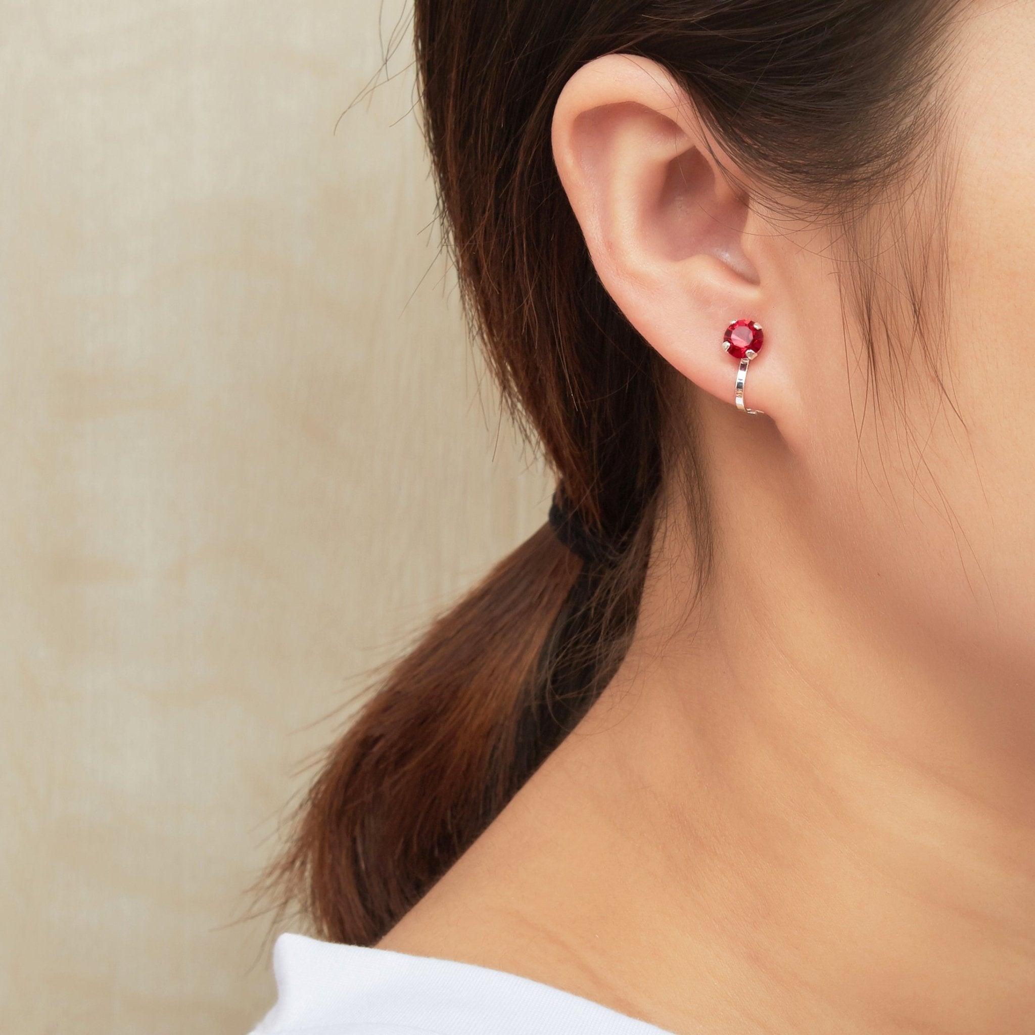 January (Garnet) Birthstone Clip On Earrings Created with Zircondia® Crystals