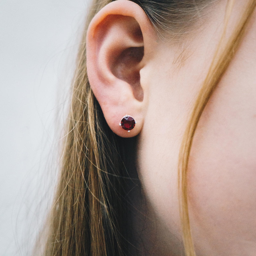 January (Garnet) Birthstone Earrings Created with Zircondia® Crystals