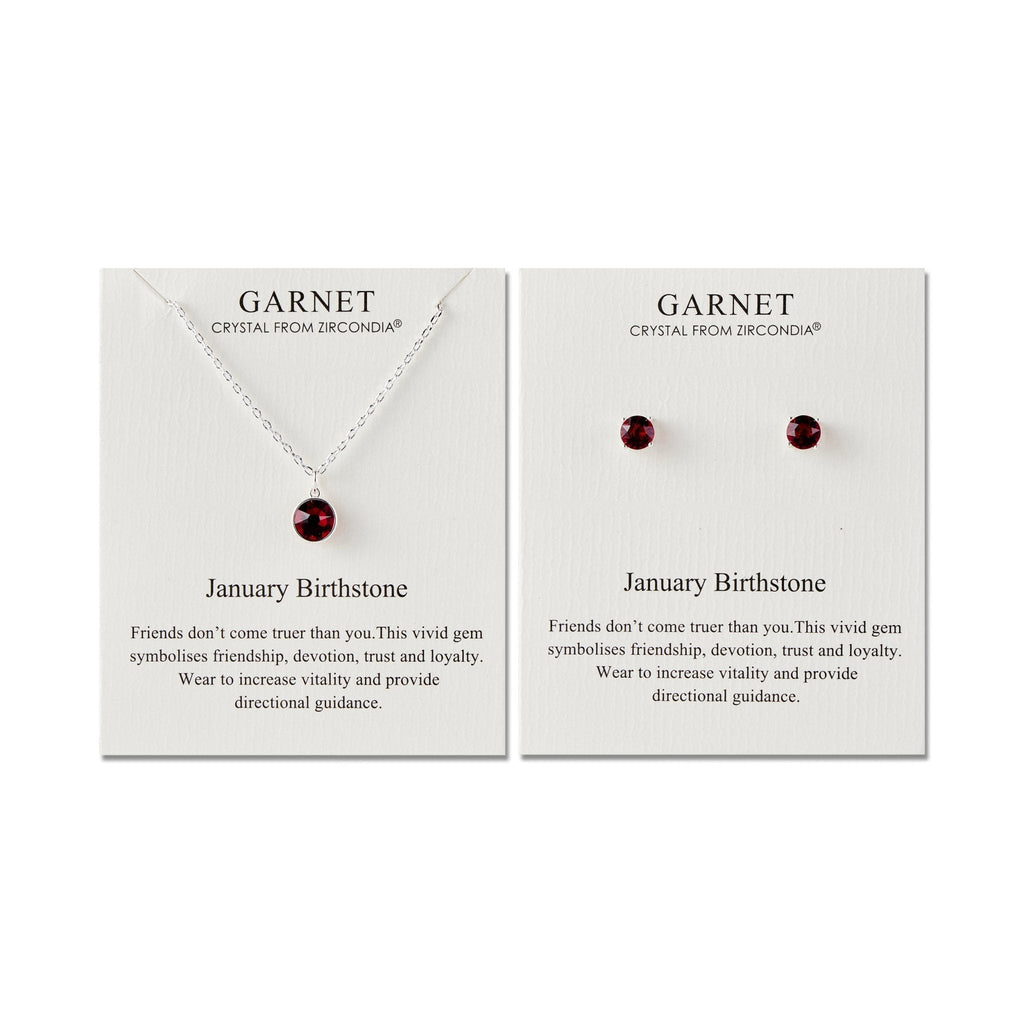 January (Garnet) Birthstone Necklace & Earrings Set Created with Zircondia® Crystals