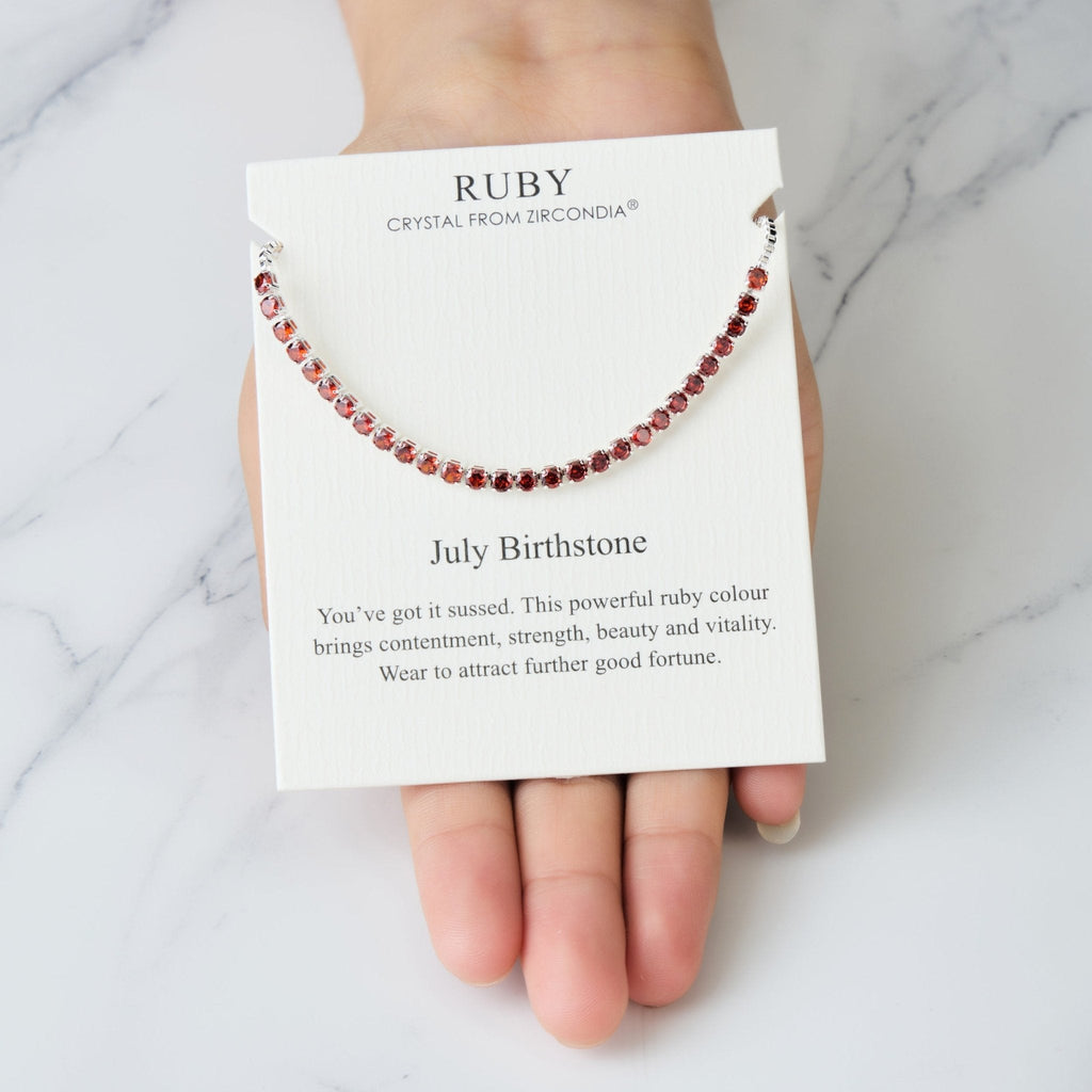 July Birthstone Friendship Slider Bracelet with Ruby Zircondia® Crystals