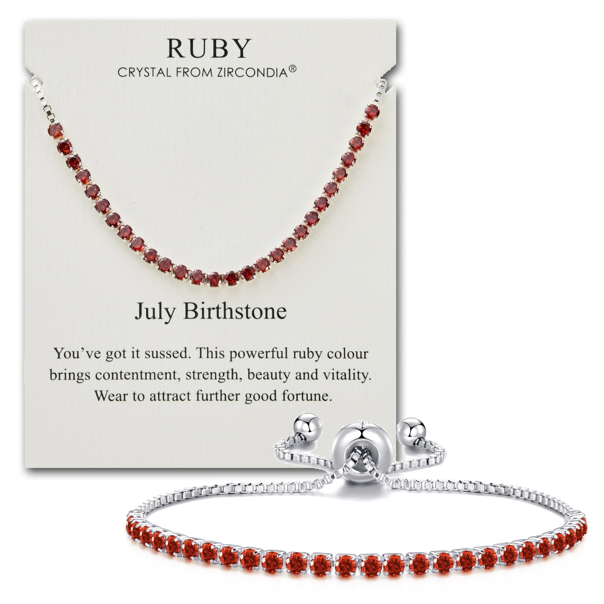 July Birthstone Friendship Slider Bracelet with Ruby Zircondia® Crystals