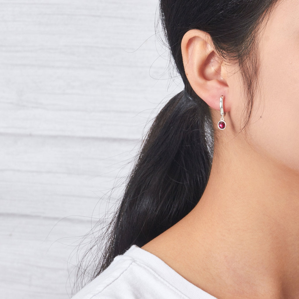 July Birthstone Hoop Earrings Created with Ruby Zircondia® Crystals
