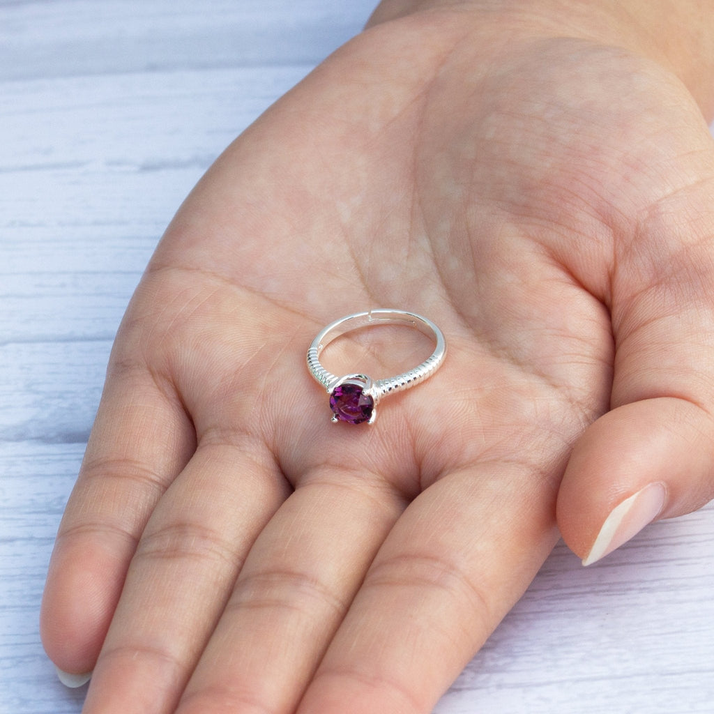 June (Alexandrite) Adjustable Birthstone Ring Created with Zircondia® Crystals