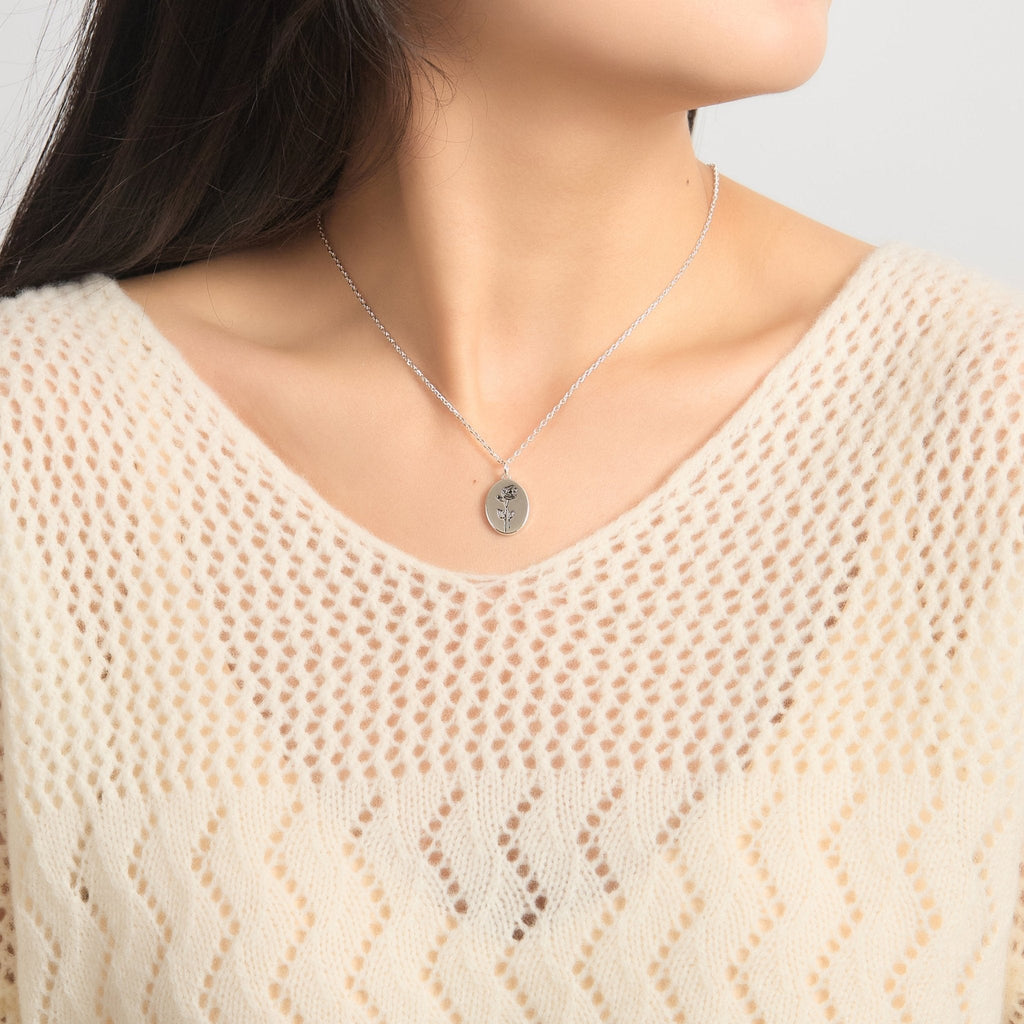 June Birth Flower Rose Necklace with Card