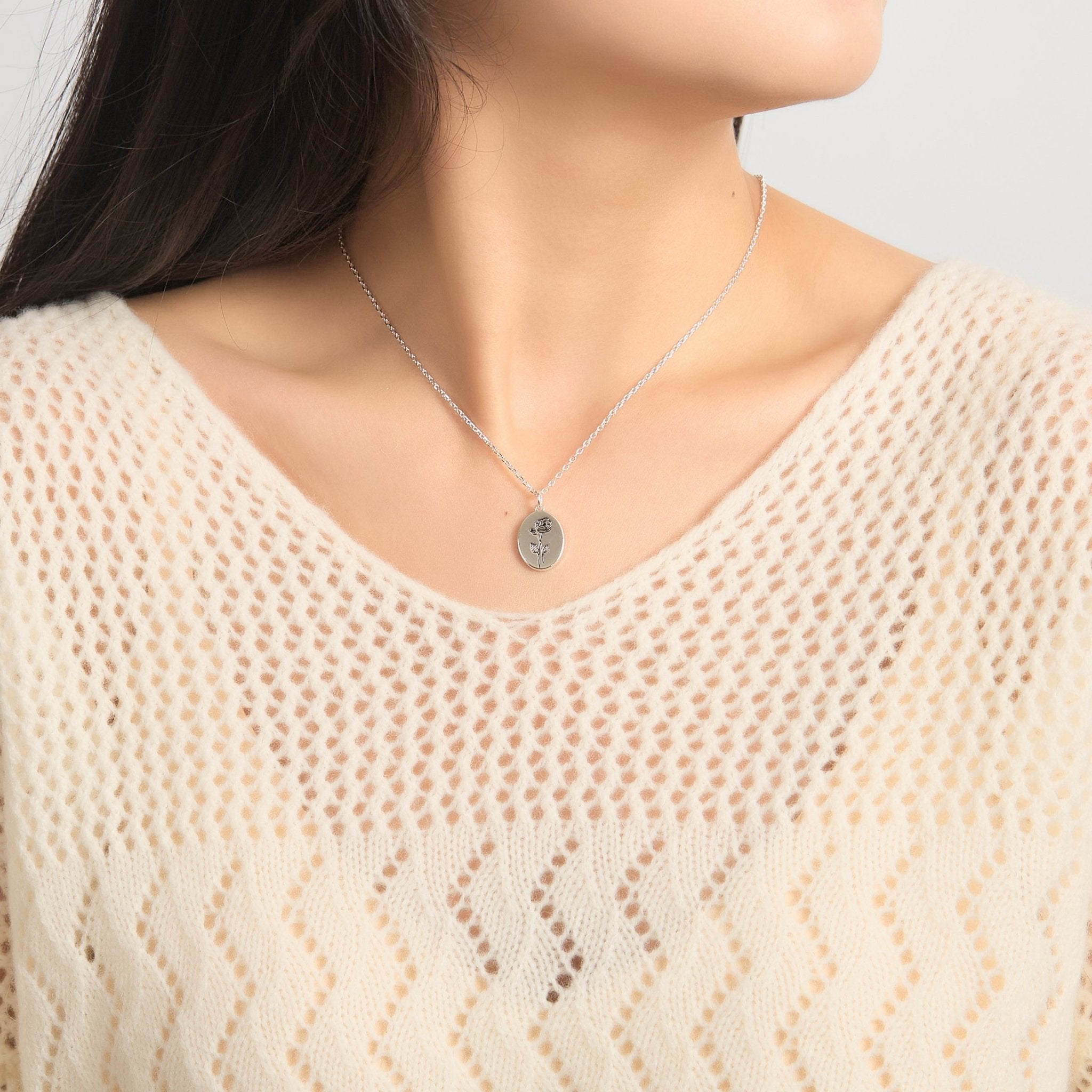 June Birth Flower Rose Necklace with Card