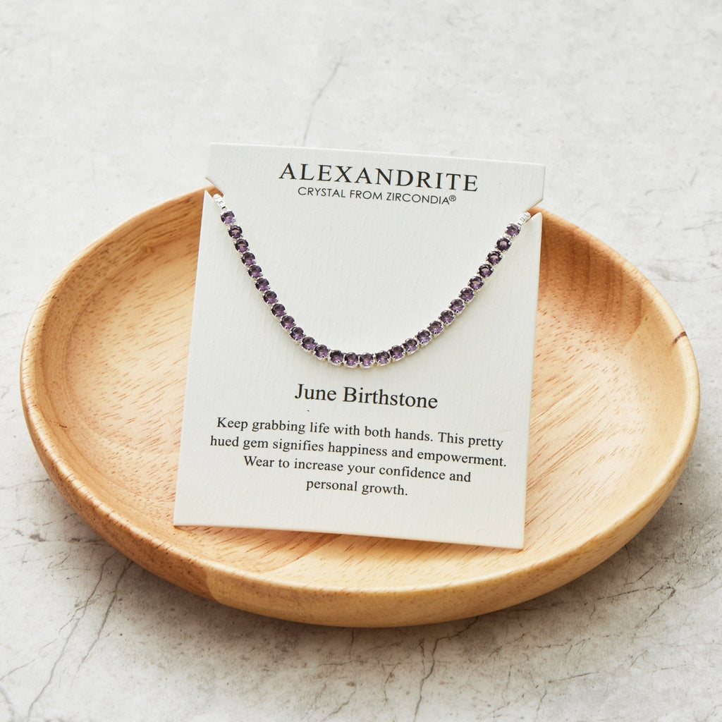 June Birthstone Friendship Slider Bracelet with Alexandrite Zircondia® Crystals