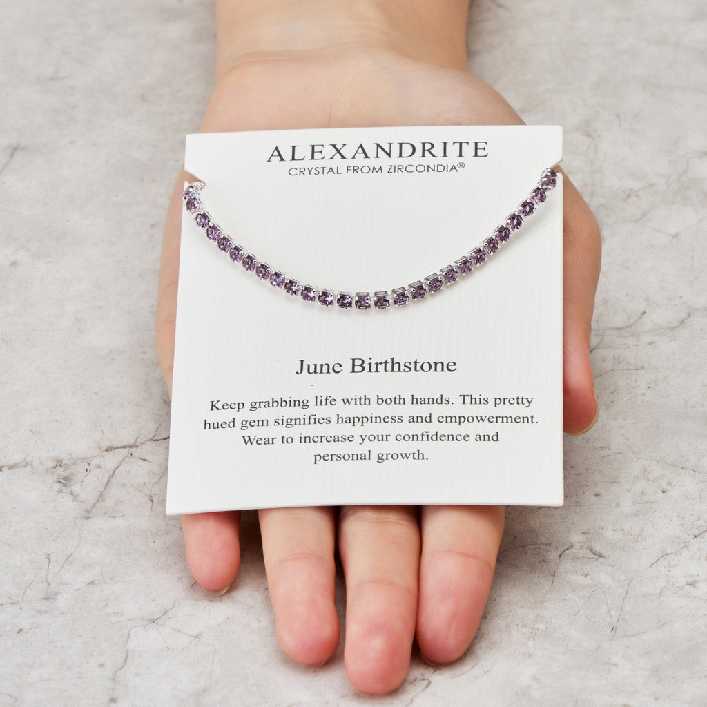 June Birthstone Friendship Slider Bracelet with Alexandrite Zircondia® Crystals