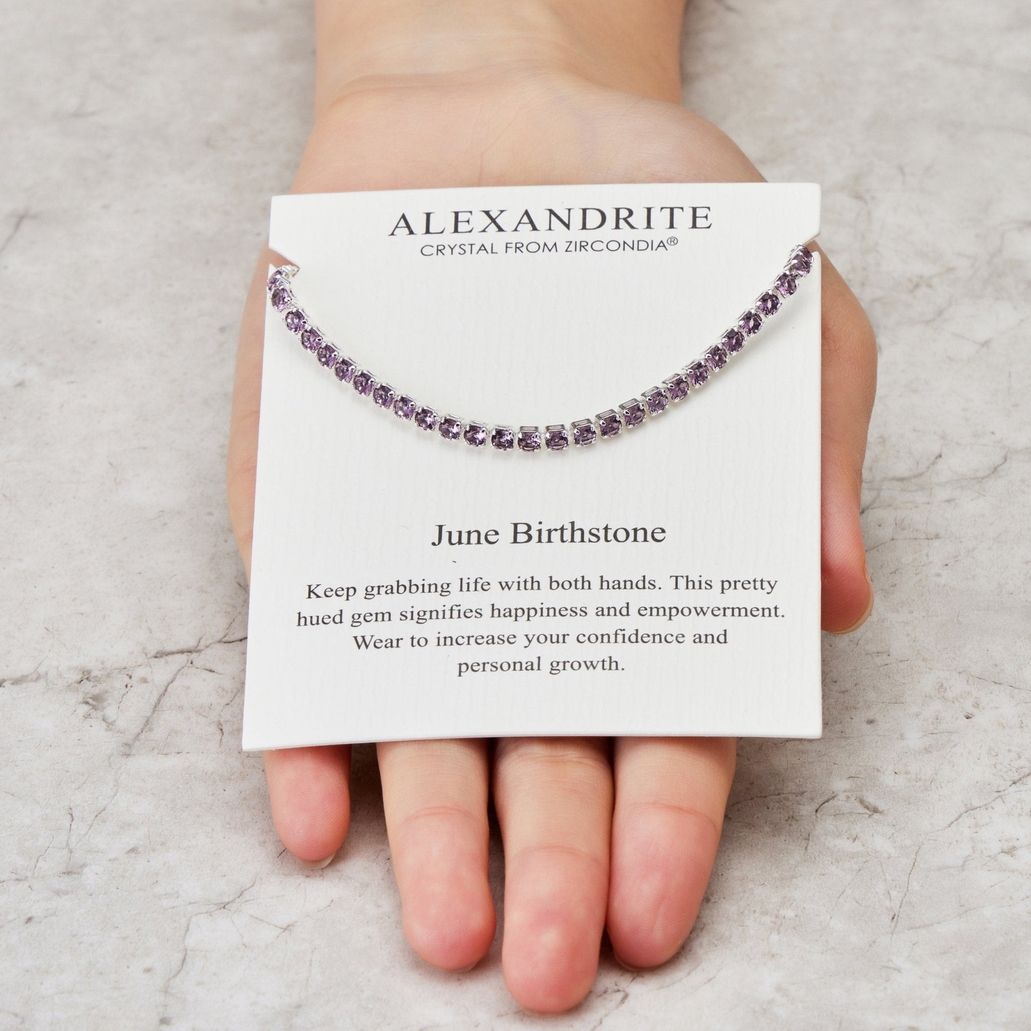 June Birthstone Friendship Slider Bracelet with Alexandrite Zircondia® Crystals