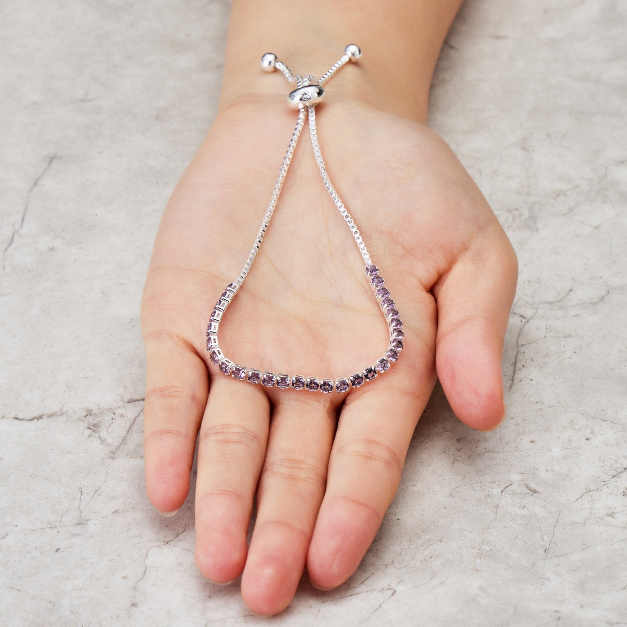June Birthstone Friendship Slider Bracelet with Alexandrite Zircondia® Crystals