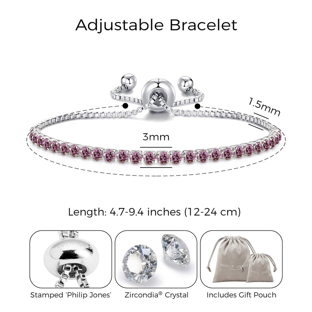 June Birthstone Friendship Slider Bracelet with Alexandrite Zircondia® Crystals
