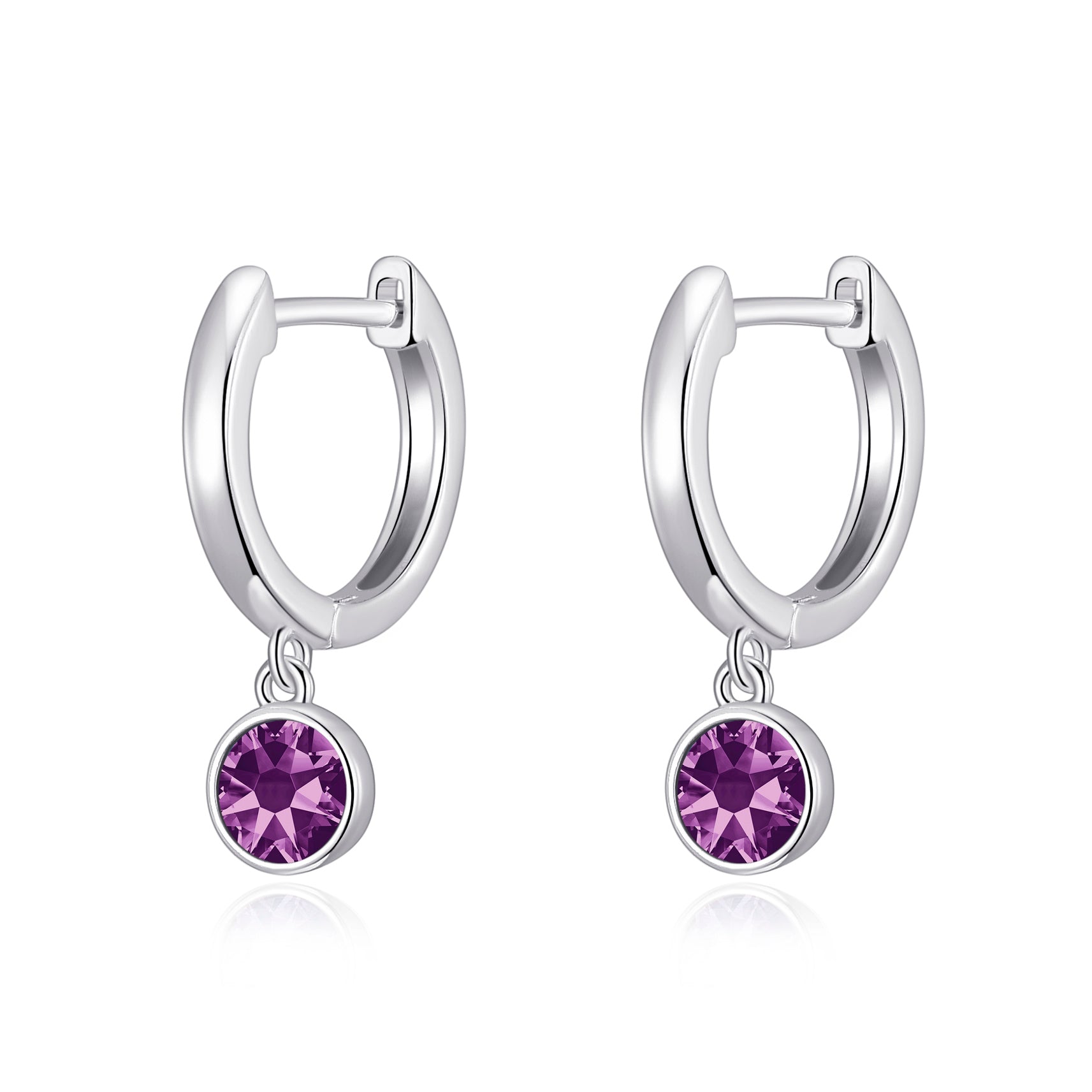 June Birthstone Hoop Earrings Created with Alexandrite Zircondia® Crystals