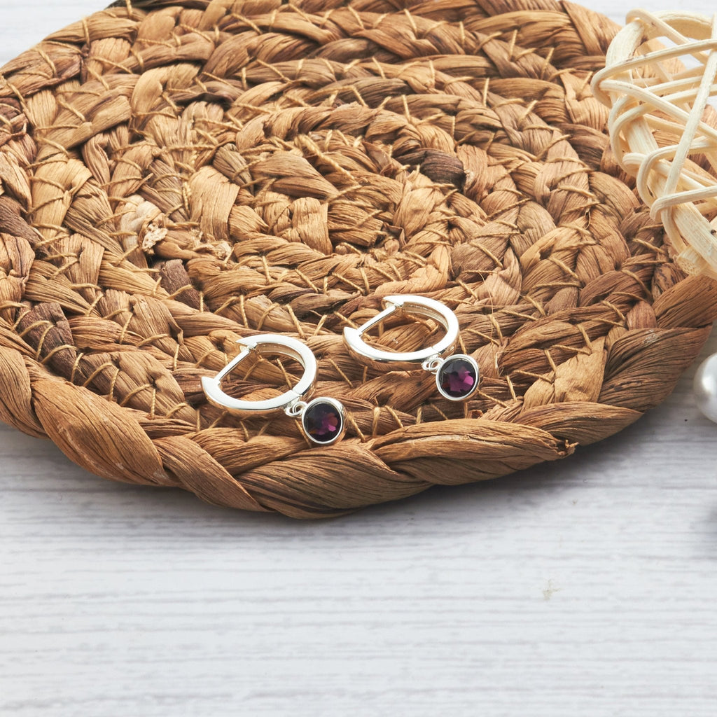 June Birthstone Hoop Earrings Created with Alexandrite Zircondia® Crystals