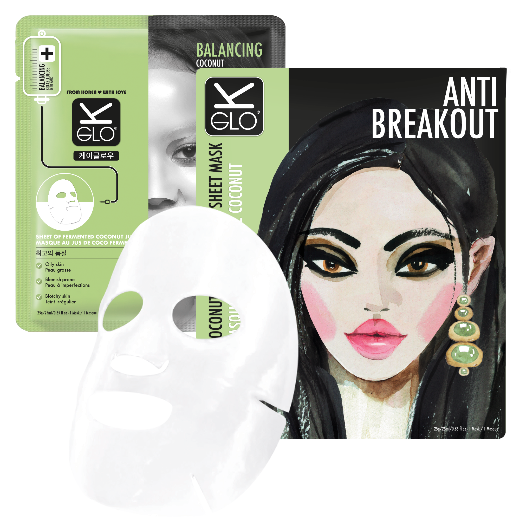 K-GLO® Anti-Breakout Coconut Bio-Cellulose Sheet Mask