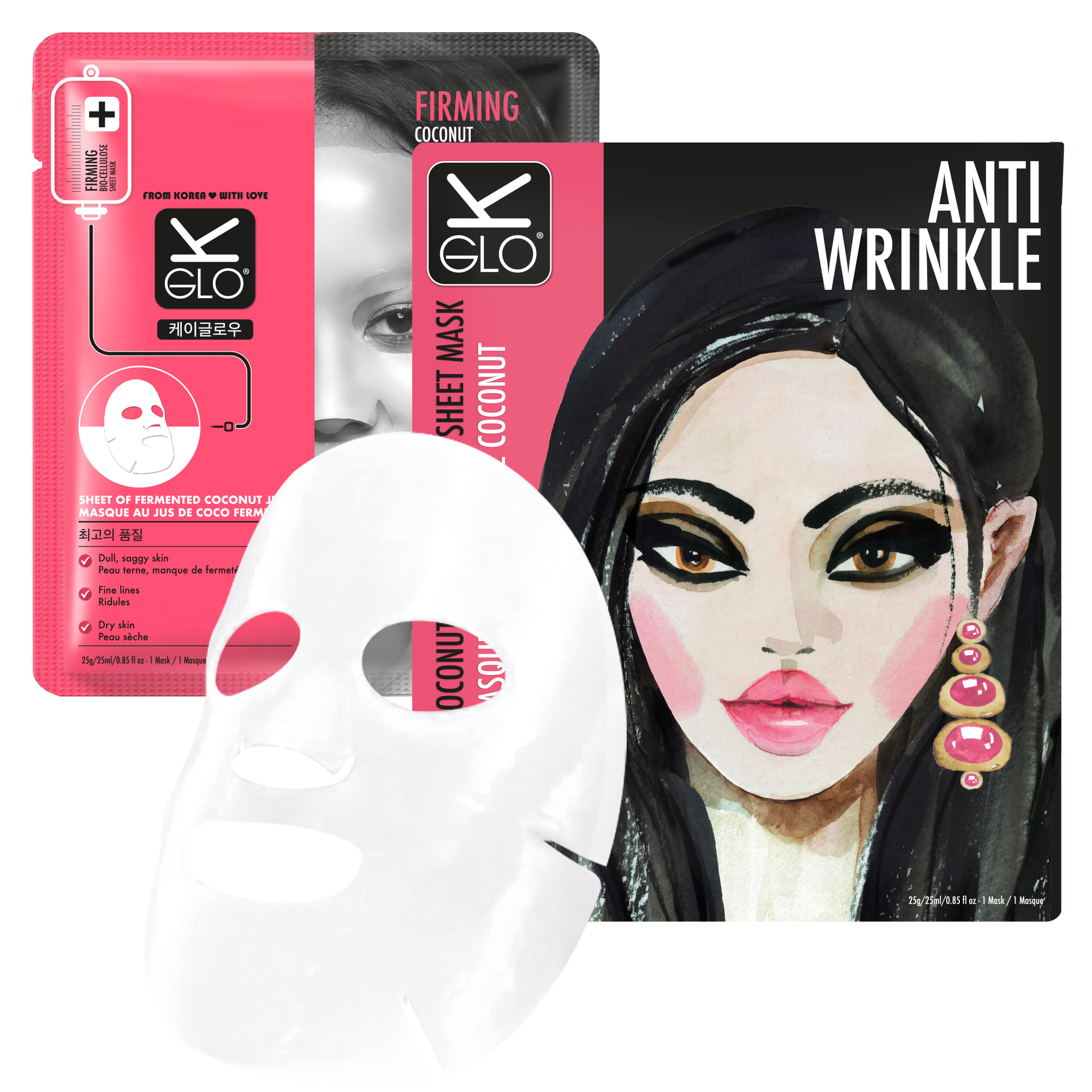 K-GLO® Anti-Wrinkle Coconut Bio-Cellulose Sheet Mask