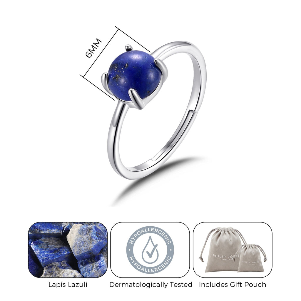 Lapis Adjustable Ring with Quote Card