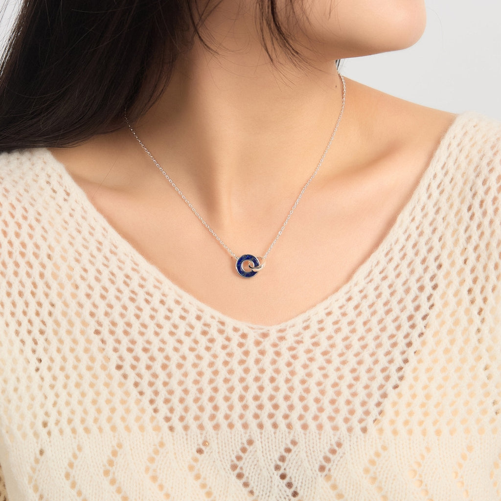 Lapis Gemstone Circle Link Necklace