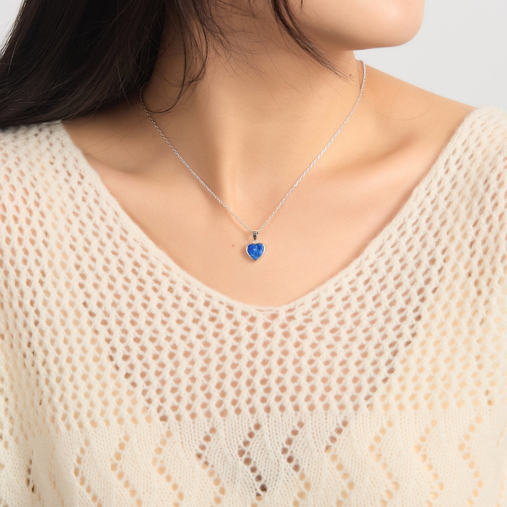 Lapis Gemstone Heart Necklace
