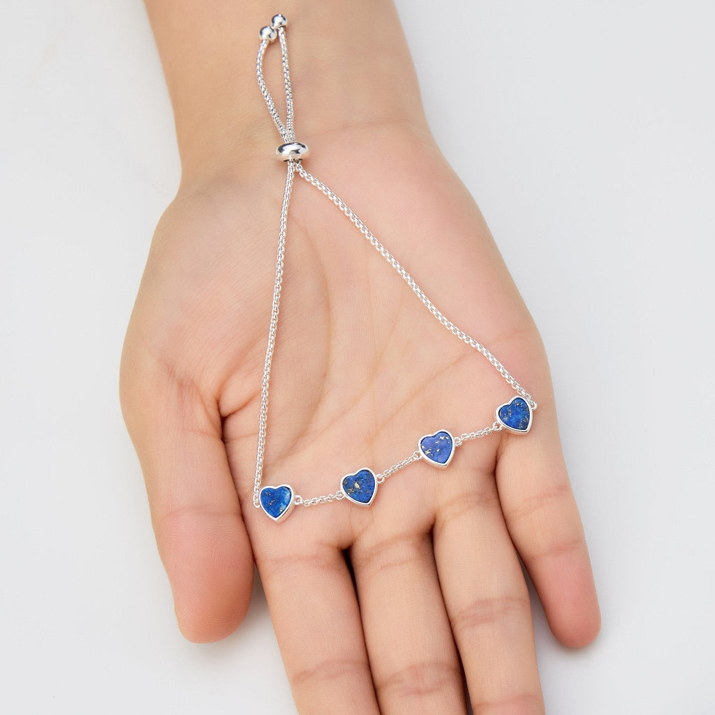 Lapis Gemstone Multi Heart Friendship Slider Bracelet