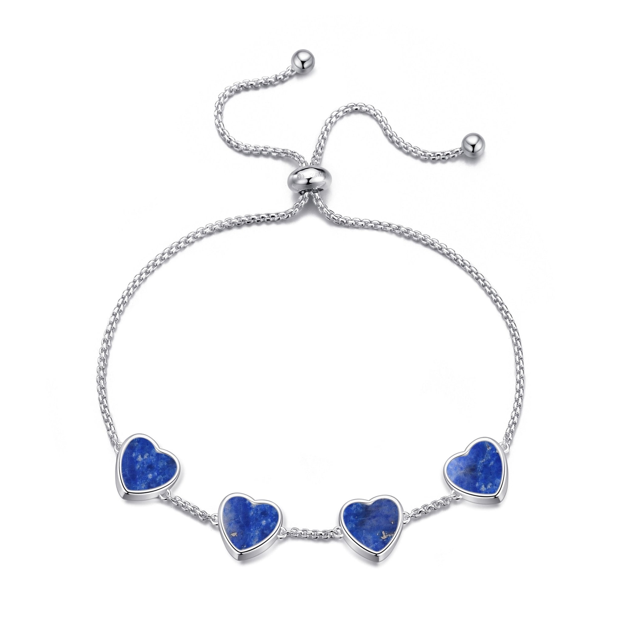 Lapis Gemstone Multi Heart Friendship Slider Bracelet