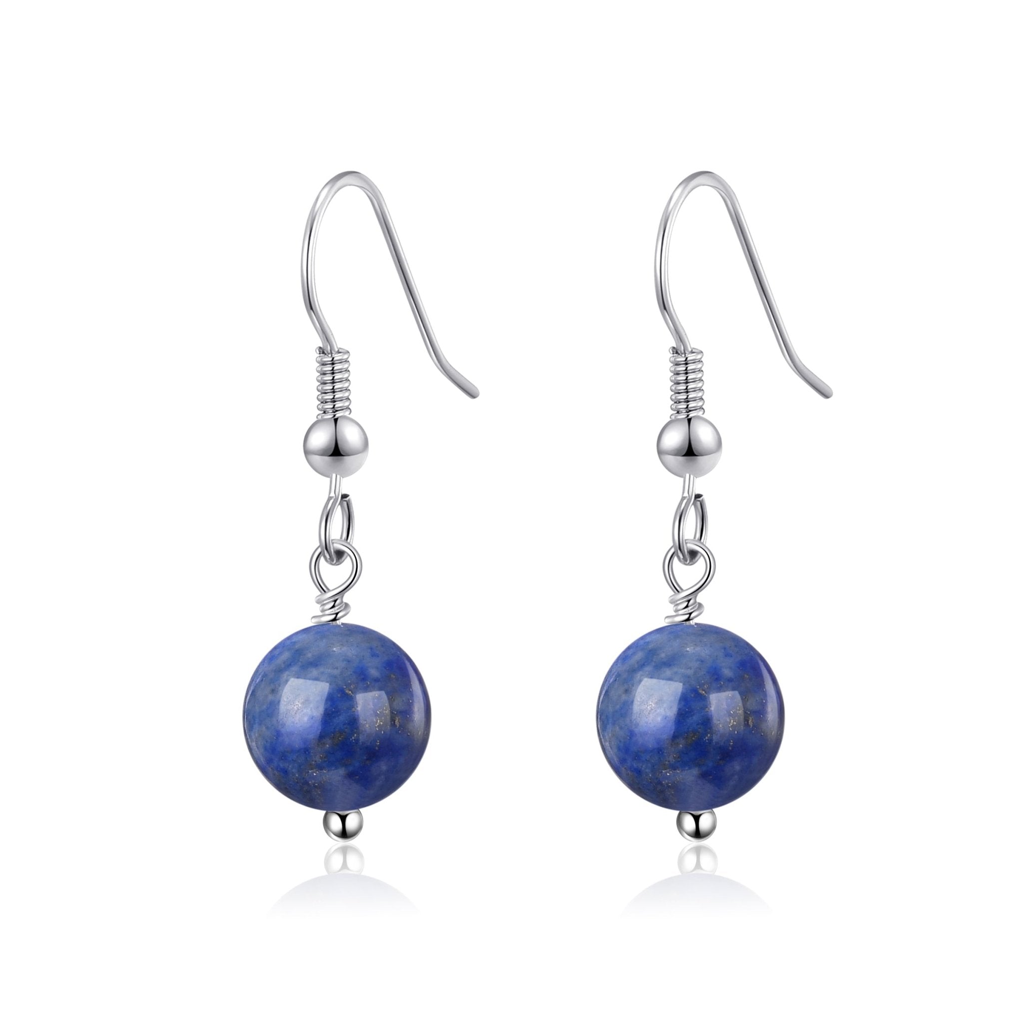 Lapis Gemstone Round Drop Earrings with Quote Card