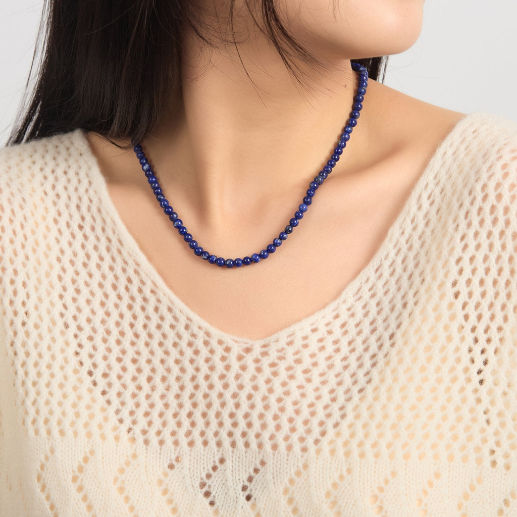 Lapis Mini Beaded Gemstone Necklace